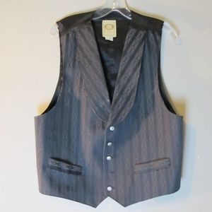 Wah Maker Black stripe Western cowboy  lined Vest L